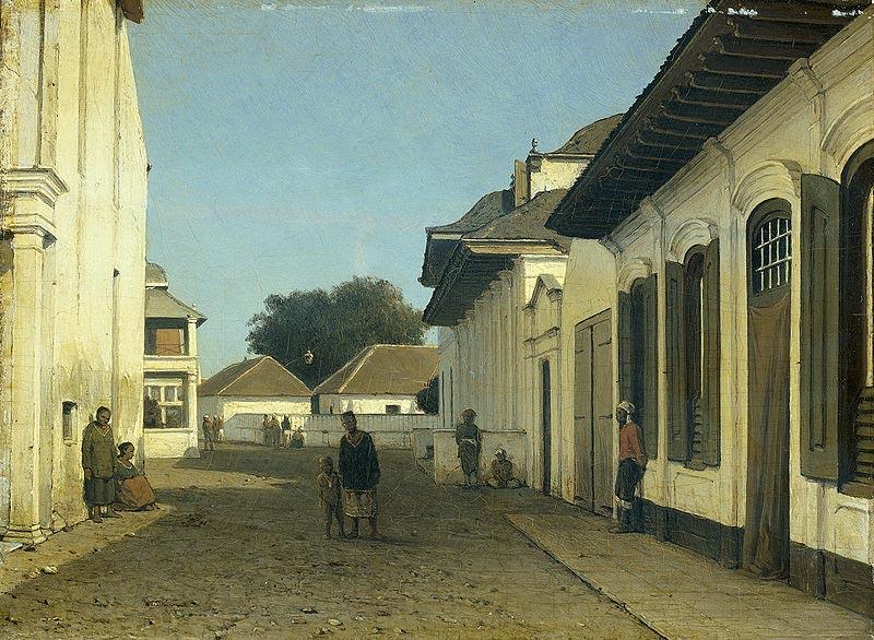 Jan Weissenbruch Een straatje in het oude gedeelte van Batavia Spain oil painting art